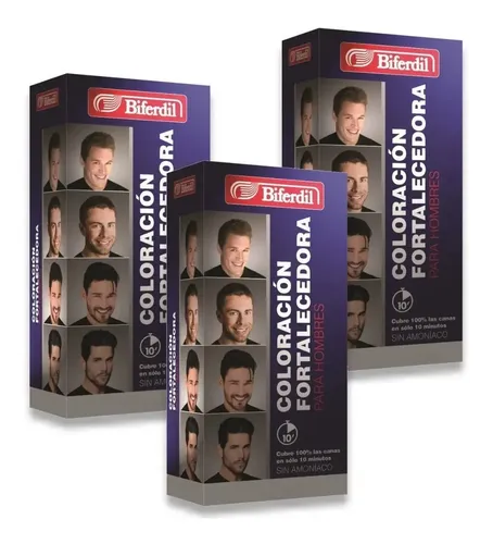 Tintura Coloracion Masculina Biferdil Cubre Canas Pack 3un