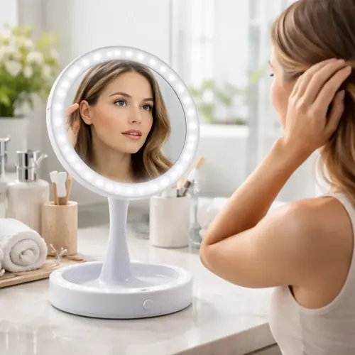 Espejo Con Luz Led Doble Cara Y Aumento