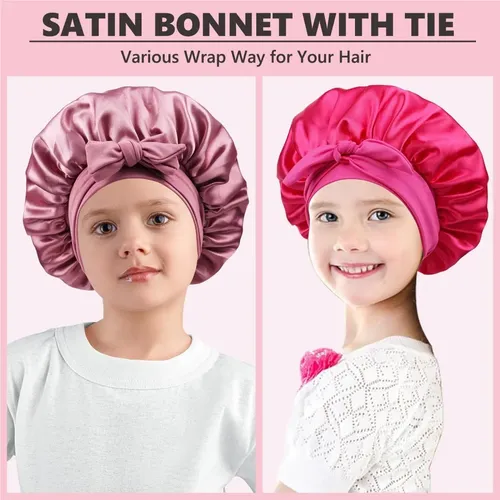 Gorro Satén Doble Lazo Para Niño Dormir Baño