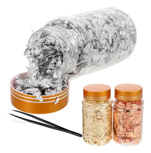 Set De Foil Dorado Para Uñas Con Pinzas Y Paillettes