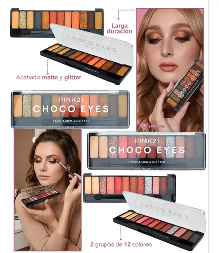 Paleta Sombras Pink21 Choco Eyes 24 Colores Matte Glitter