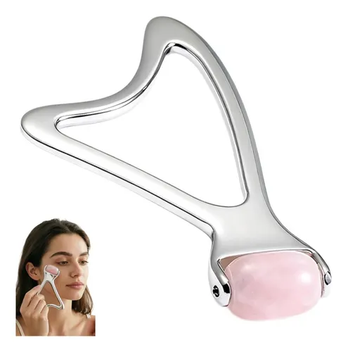 Rodillo Facial De Jade Y Acero Para Masaje Y Drenaje