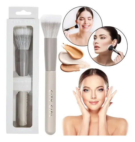 Brocha De Maquillaje P/ Base Y Polvo Makeup Brush City Girl Color Gris