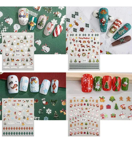 Pegatinas Navideñas Para Decoración De Uñas Grabadas En 5 Di
