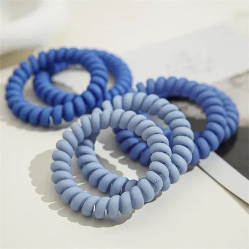 Cintas De Pelo En Espiral Zhoumeiwensp De Plástico Mate Azul