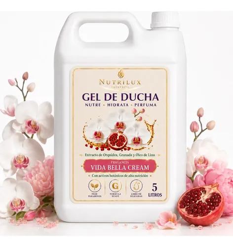 Jabon  Gel De Ducha Nutrilux Con Orquideas Y Lino 5 Litros