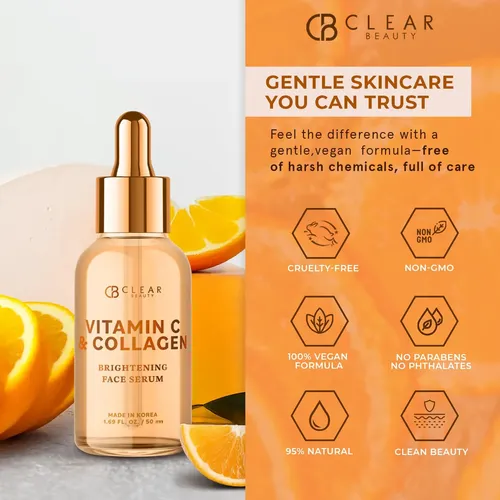 Sérum De Vitamina C Para Rostro Con Colágeno De 1.69 Onzas L Todo Tipo De Piel Día/noche