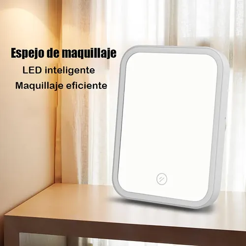 Espejo De Maquillaje Led De 3 Niveles Recargable Usb