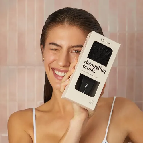 Cepillo Desenredante Kitsch Oblongo Negro Para Todo Cabello