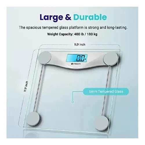Etekcity Báscula Baño Digital 180kg Vidrio Pantalla Plateado EB4074C