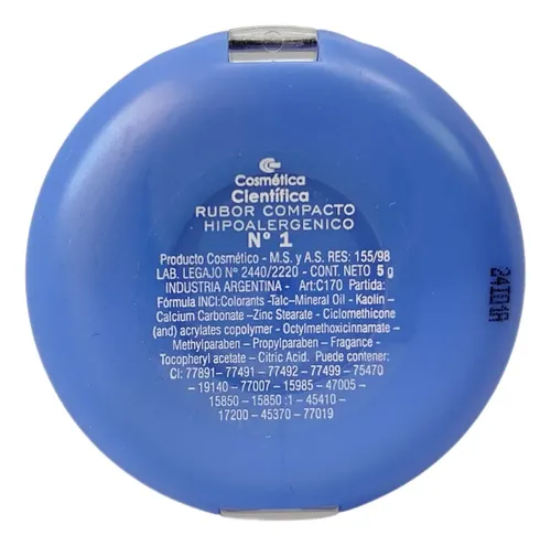 Cosmetica Cientifica Hipoalargenico Rubor Compacto Tono 1