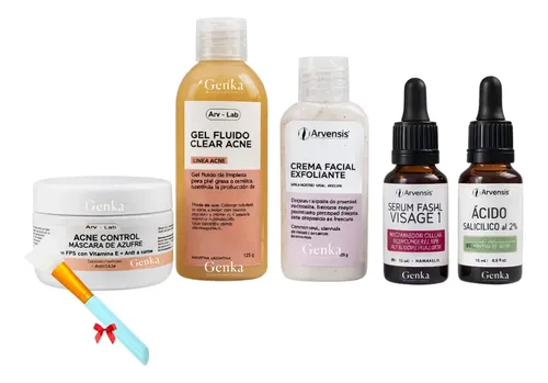 Kit Skincare Piel Anti Acne Grasa Sebo X5 Productos Arvensis