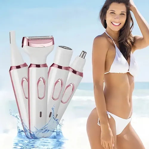 Depiladora Eléctrica 4 En 1 Portatil Usb Mujer Cuerpo Bikini Color Blanco