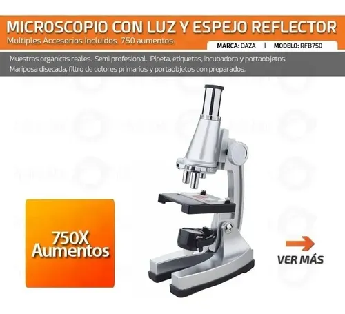 Microscopio Con Aumentos Luz Laboratorio Escolar Didactico Espejo Blanco