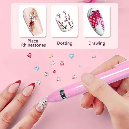 Kit Para Uñas Con Puntero Y Pintura Rosa Para Diseño