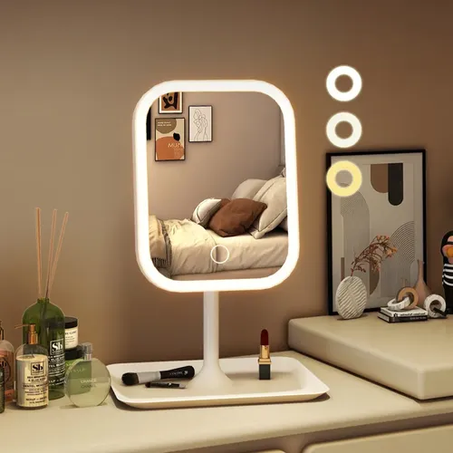 Q D40810-1 Espejo De Maquillaje Portátil Con Luz Led Para M