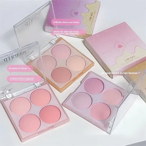 Paleta 4 En 1 Para Contorno, Rubor, Iluminador Mate Y Satina