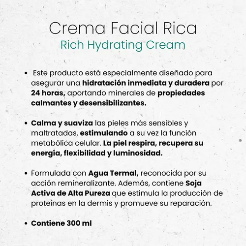 Crema Facial Hidratante Rica Rich Descongestiva 300ml Idraet