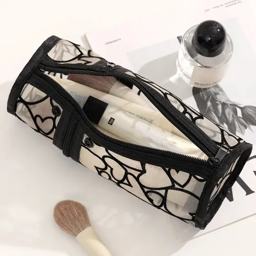 Neceser Multifuncional De Malla Negro For Maquillaje .