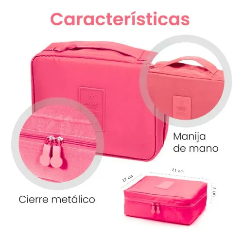 Neceser Portacosmético Lookmy Rosa | necessaire organizador de viaje | bolso neceser impermeable | porta maquillaje | organizador cosméticos | Neceser mujer y hombre lavable y resistente