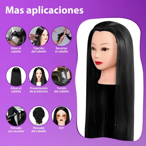 A, 75cm Cabeza Para Peinar Maniquí 75% Cabello Humano