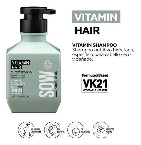 Vitamin Hair Shampoo Nutritivo Revitalizante 250ml – Sow