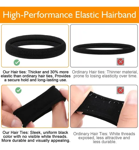 Colitas Elásticas Para Pelo X100 Sin Tirones 100 Black Hair Rings.