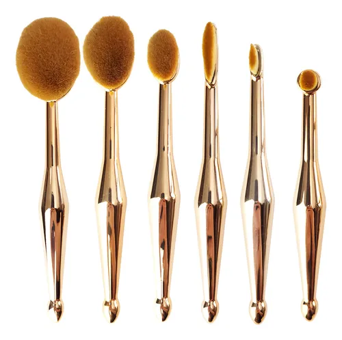 Set Profesional 6 Brochas Oval De Maquil