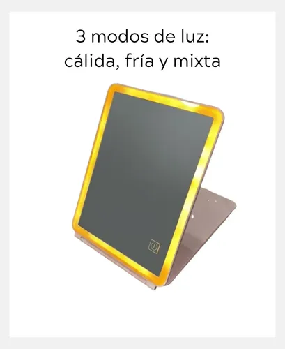 Espejo P/ Maquillaje Con Luz Led Portátil Plegable 3 Modos