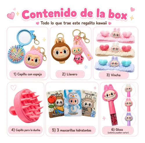 Set Regalo Kawaii Skincare Spa Facial Mascarillas Cute