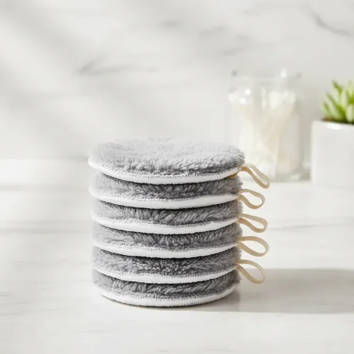 Pad Reutulizable Tela Toalla Lavable Maquillaje Gris X2