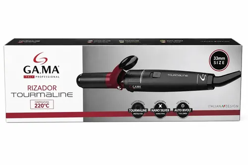 Rizador De Cabello Gama Tourmaline Profesional 33mm Barril Cerámico 220°C Nano Silver Auto Bivolt Cable Giratorio Pinza Sujetadora Ideal Para Ondas Amplias Rulos Definidos Uso Profesional Y Hogar