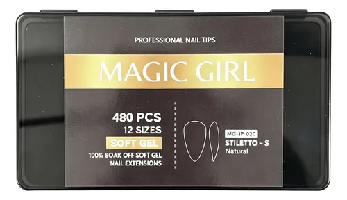 Tips Soft Gel Stiletto S Transparente 480 Unidades 12 Size
