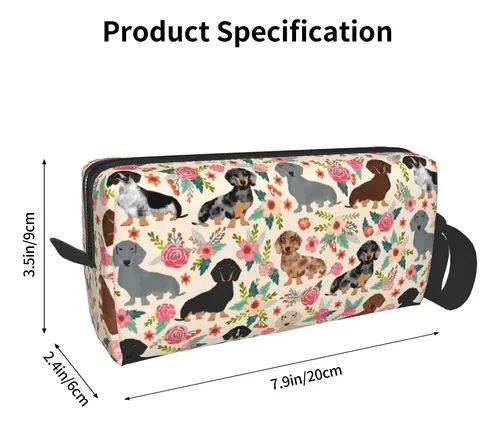Bolso De Maquillaje Yishow Floral Con Diseño De Dachshund Pa