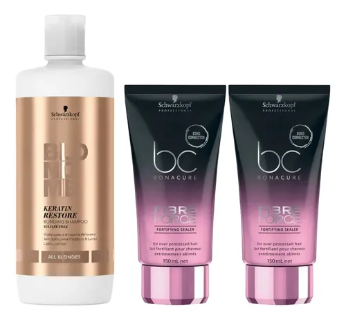 Kit Schwarzkopf Shampoo Blondme + 2 Selladores Force 150ml