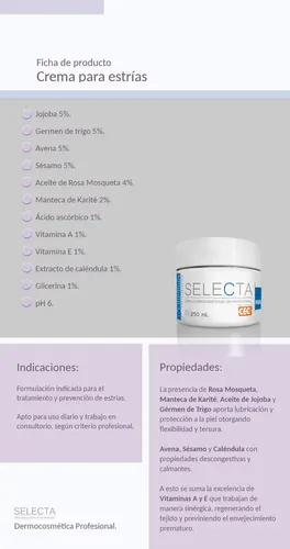 Crema Para Estrías Selecta Fragancia Agradable