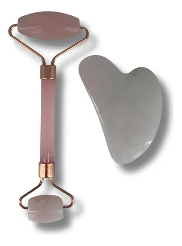 Masajeador Facial Jade Roller Piedra Guasha Importado Rosa