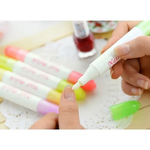 1 Lapiz Corrector De Esmalte Recargable 4 Puntas Uñas Nail