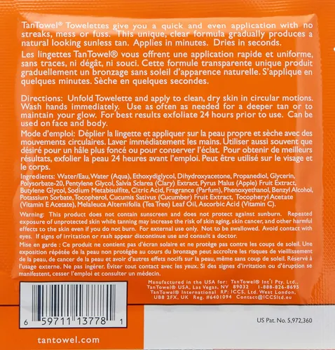 Toallitas Autobronceadoras Tantowel Full Body Dark 15 Ml X5