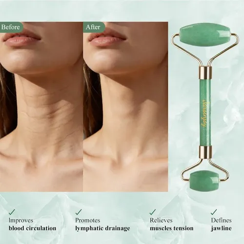 Rodillo Facial Jade Verde Natural Antifaces Bolsas Ojos