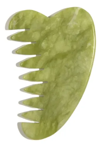 Peine Masajeador Verde De Piedra Natural Para Gua Sha