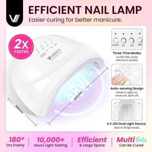 Kit Esmalte Gel Vanreesa 36 Pzs Lámpara Uv 48w