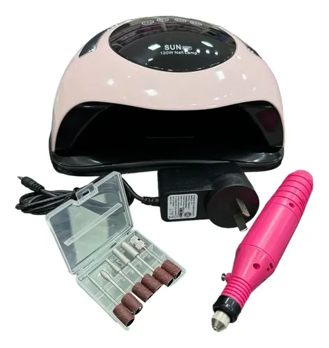 Cabina Uñas Uv/led Profesional Bq5t + Torno Lápiz + Fresas Color Rosa
