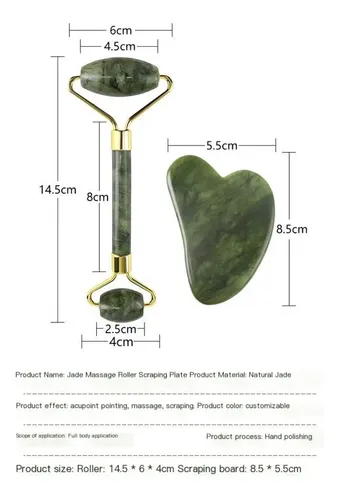 Rodillo De Masaje De Jade Y Tabla Gua Sha