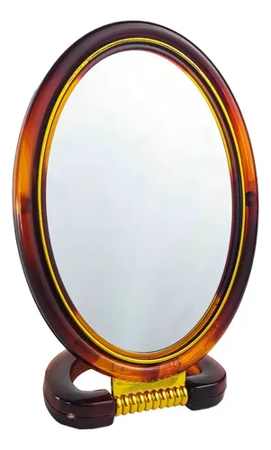 Espejo Ovalado Doble Aumento Bz3 9×6 cm Marco Plástico Marrón