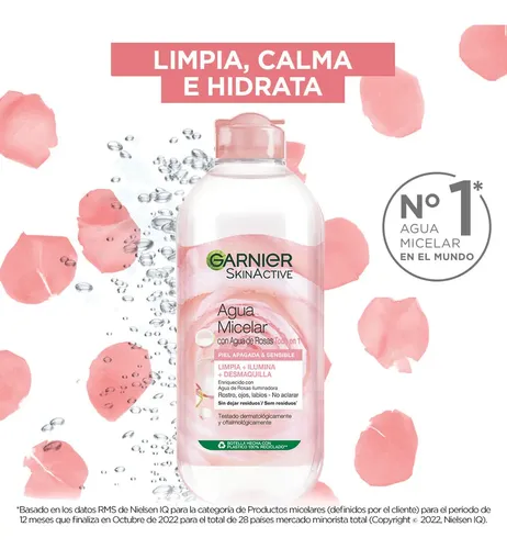 Agua Micelar Garnier Skinactive Rosas X 400 Ml