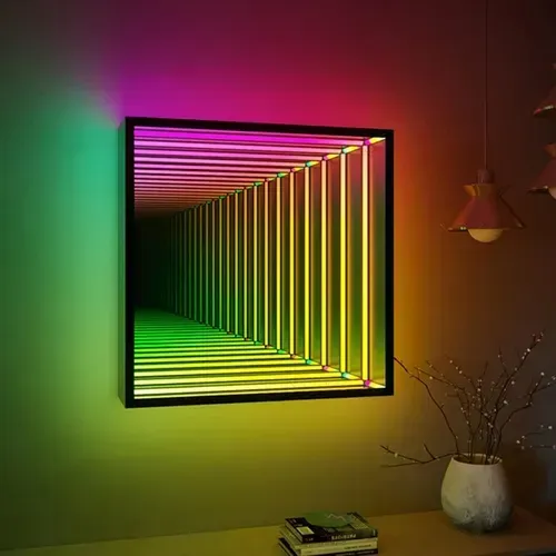 Luz Espejo Infinito Rgb 70cm Control Remoto App Verde Oscuro