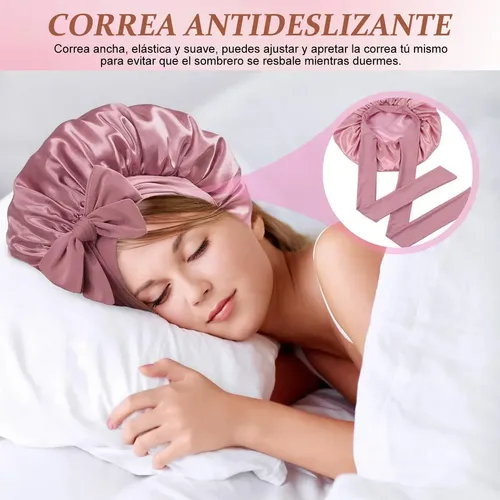 A Gorro Turbante Satén For Dormir 2 Piezas Rosa . Pink-2pcs