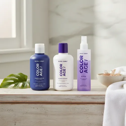 Shampoo Acondicionador Y Bifasico Rulos Pelo Seco Color Age