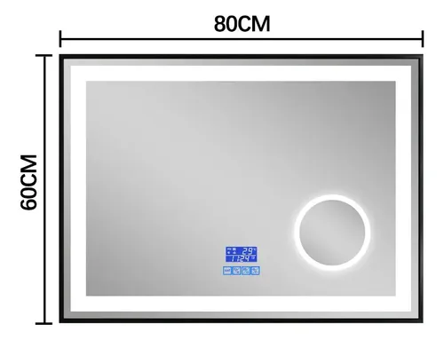 Espejo Bluetooth Luz Led Desempañador Baño Rectangular 60×80